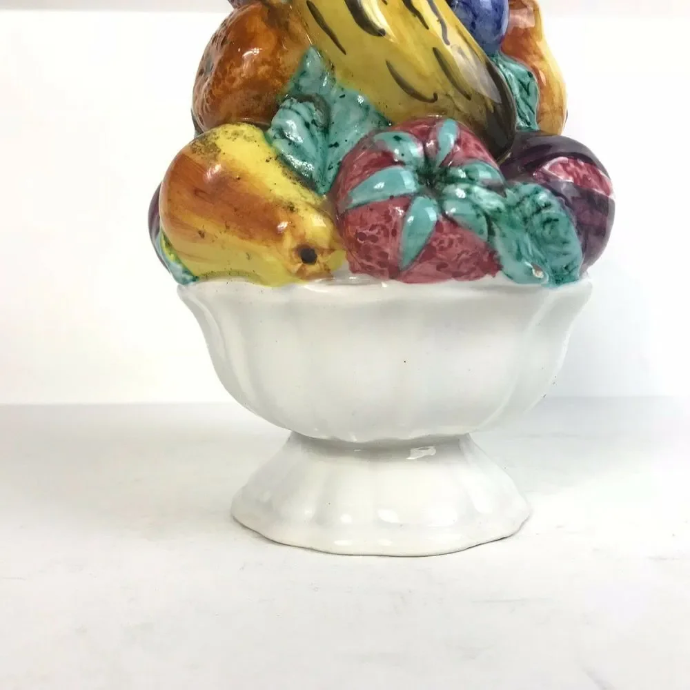 Vintage Genuine Italian Majolica Hand Moulded Fruit Tree Vase Centerpiece